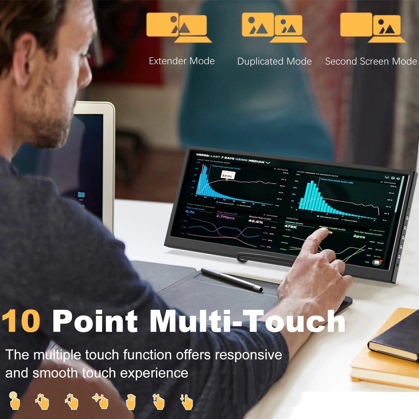 Prechen Ultra-Wide Touch Monitor | Portable Secondary Screen